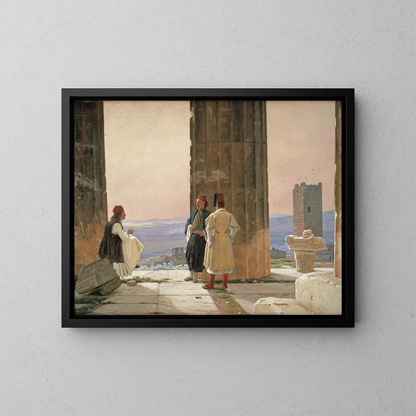 La vue depuis le temple d'Athena sur l'Acropole - Martinus Rørbye — indrammet kunstværk på væggen