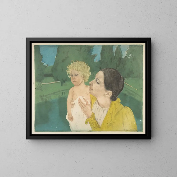 Ved søbredden - Mary Cassatt — indrammet kunstværk på væggen