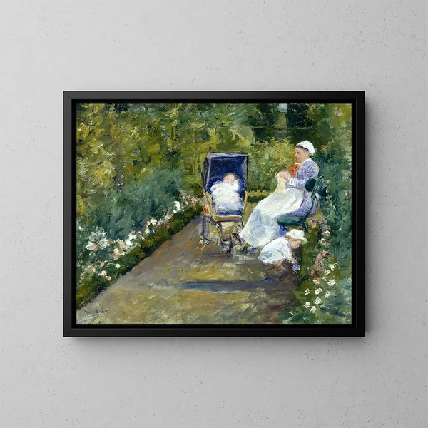 Børn i en have - Mary Cassatt — indrammet kunstværk på væggen