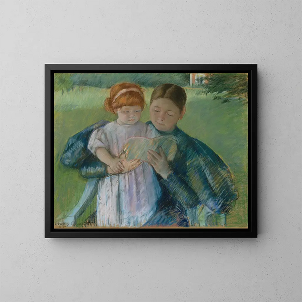 sygeplejerske, der læser for en lille pige - Mary Cassatt — indrammet kunstværk på væggen