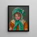 Sara med en grøn hue - Mary Cassatt — indrammet kunstværk på væggen