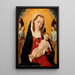 Jomfru Maria med Barnet og to engle - Mester af Legenden om Saint Ursula — indrammet kunstværk på væggen