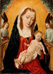 Jomfru Maria med Barnet og to engle - Mester af Legenden om Saint Ursula — visning af kunstværket