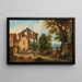 "Voyageurs devant la porte d'une ville près d'une fontaine" af Mathys Schoevaerdts — indrammet kunstværk på væggen
