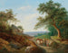 Et par bønder med en trævogn i et stort landskab ved Donau - Matthias Rudolf Toma — visning af kunstværket