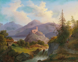 Matthias Rudolf Toma - Landscape with Mountain Torrent and Castle in the Distance.webp