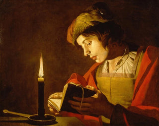 Matthias Stom - A Young Man Reading by Candlelight.webp