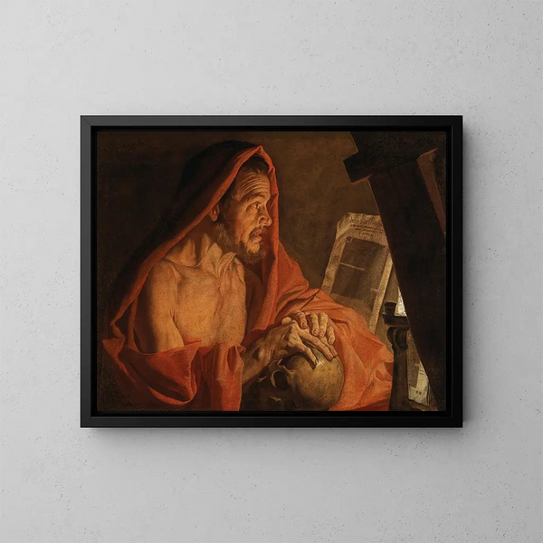 Sankt Jerome - Matthias Stom — indrammet kunstværk på væggen