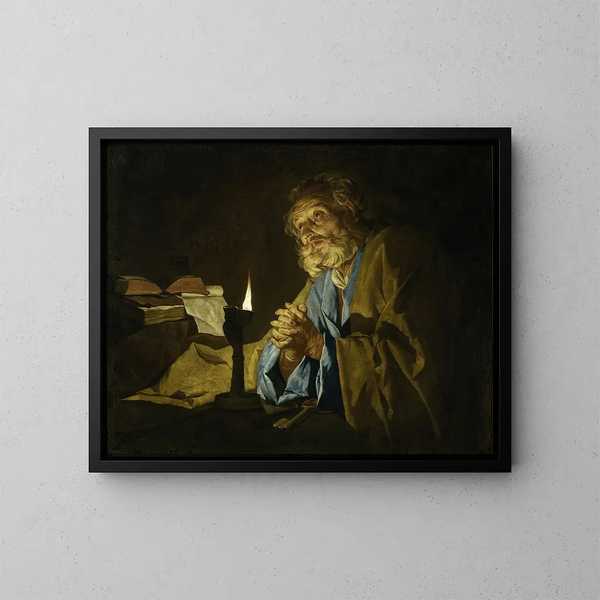 Saint Pierre en bøn - Matthias Stom — indrammet kunstværk på væggen