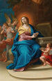 La Vierge à l'Enfant avec des anges et trois clous de la croix - Mattia de Mare — visning af kunstværket