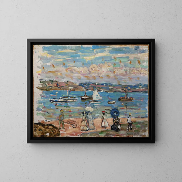 Promenade ved havkanten - Maurice Prendergast — indrammet kunstværk på væggen