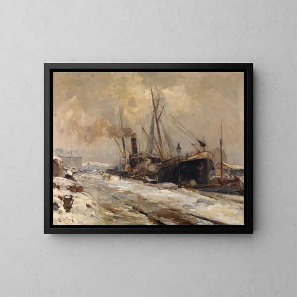 Port d'Anvers en hiver - Maurits Blieck — indrammet kunstværk på væggen