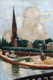 Rive du Main og kirke - Max Beckmann — visning af kunstværket