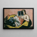 Kvinde liggende med bog og iris - Max Beckmann — indrammet kunstværk på væggen