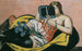 Kvinde liggende med bog og iris - Max Beckmann — visning af kunstværket