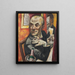 Selvportræt med champagneglas - Max Beckmann — indrammet kunstværk på væggen