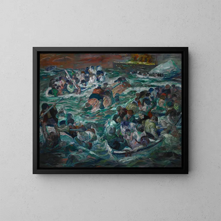 Titanic-ulykken - Max Beckmann — indrammet kunstværk på væggen