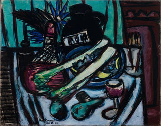 Max Beckmann - Still Life with Chianti Bottle and Celery.webp