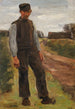 Landmand stående på en vej - Max Liebermann — visning af kunstværket