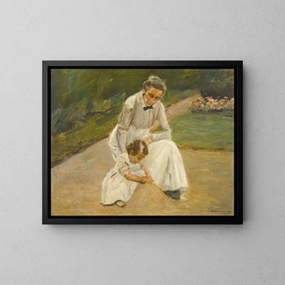 Max Liebermann - The artists granddaughter and her nurse playing in the garden.webp