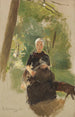 ung mor under træerne - Max Liebermann — visning af kunstværket