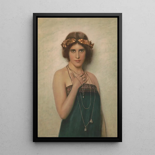 Max Nonnenbruch - Woman with green dress and silver necklaces with pendants.webp