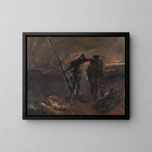 Don Quichotte, nat, Don Quichotte og Rosinante - Max Slevogt — indrammet kunstværk på væggen