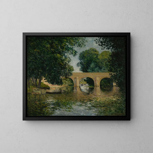 "Le pont de l'Isle-Adam eller den gamle bro" af Maxime Maufra — indrammet kunstværk på væggen