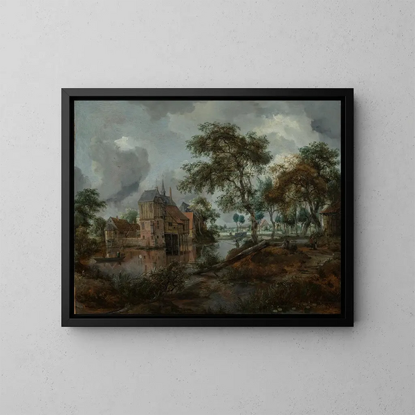Le château d'Ootmarsum - Meindert Hobbema — indrammet kunstværk på væggen