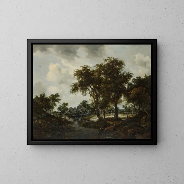 Le Moulin à eau, le paysage de Trevor - Meindert Hobbema — indrammet kunstværk på væggen