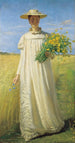 Anna Ancher revenant du champ - Michael Ancher — visning af kunstværket