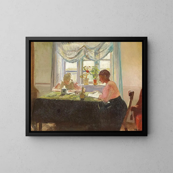 "Lecture de la lumière par la fenêtre" - Michael Ancher — indrammet kunstværk på væggen