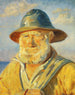 Fiskere i Skagen ved aftenens sol Studie - Michael Ancher — visning af kunstværket