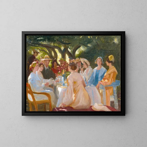 Le déjeuner des acteurs à Skagen - Michael Ancher — indrammet kunstværk på væggen