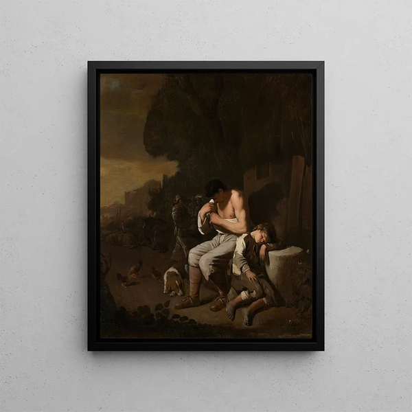 Michael Sweerts - A Sleeping Boy and a Man Removing Fleas from Himself.webp