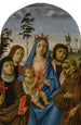 Jomfru med barnet med helgenerne Klara, Johannes Evangelist, Johannes Døberen og Frans - Michelangelo di Pietro Membrini — visning af kunstværket