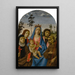 Jomfru med barnet med helgenerne Klara, Johannes Evangelist, Johannes Døberen og Frans - Michelangelo di Pietro Membrini — indrammet kunstværk på væggen