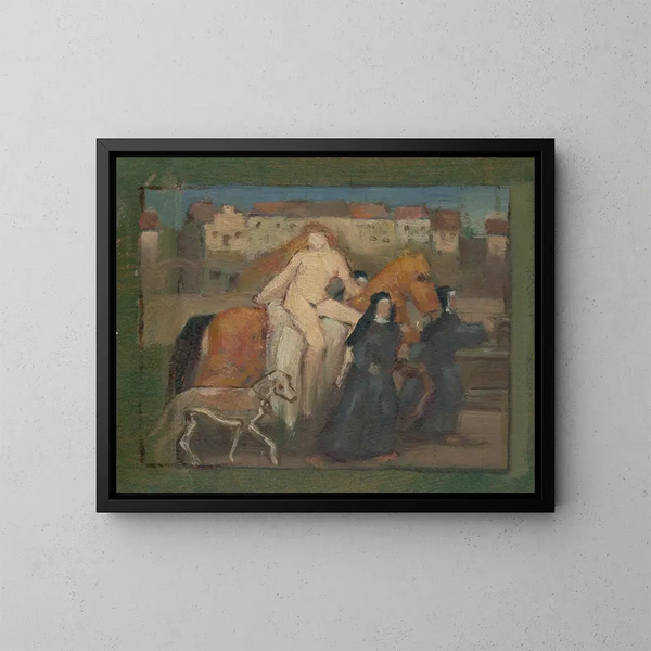 Lady Godiva - Milan Thomka Mitrovský — indrammet kunstværk på væggen