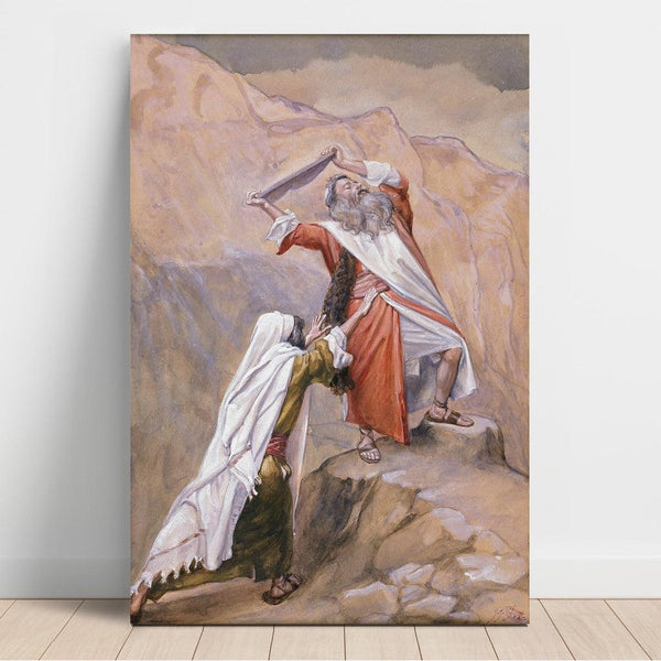 Reproduktion af maleriet James Tissot - Moses, der die Tafeln der Zehn Gebote zerstört