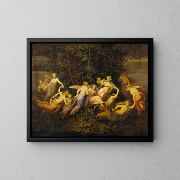 Danse de fées dans le bosquet d'aulnes - Moritz von Schwind — indrammet kunstværk på væggen