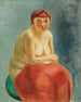 det siddende maleri med rød drapering - Moïse Kisling — visning af kunstværket