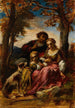 Figurer og en hund i et landskab - Narcisse Virgile Diaz de la Peña — visning af kunstværket