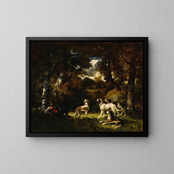 Repos de la chasse - Narcisse Virgile Diaz de la Peña — indrammet kunstværk på væggen