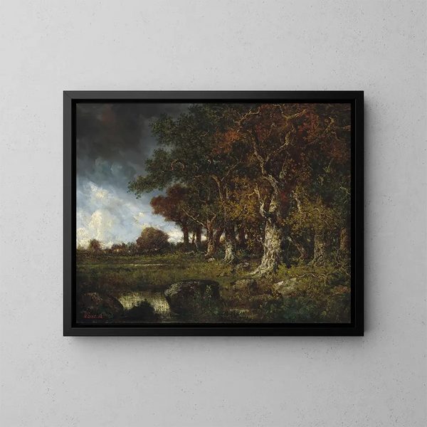 Le Bord de la Forêt aux Monts Girard Fontainebleau - Narcisse Virgile Diaz de la Peña — indrammet kunstværk på væggen
