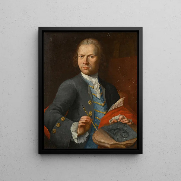 Nathaniel Hone - Portrait of an artist holding a drawing an unfinished canvas beyond.webp