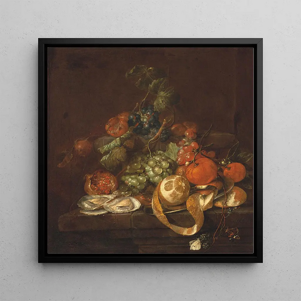 Nature morte aux citrons, huîtres, raisins et papillons sur un entablement - Cornelis de Heem