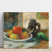 Reproduktion af maleriet Naturtro med æbler, en pære og en keramikkrukke portræt i keramik - Paul Gauguin