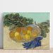 Reproduktion af maleriet af naturtro orange- og citrontal med blå handsker - Vincent van Gogh