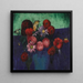 Naturstilleben, dahlias og margueritter i en blå vase - Mark Gertler — indrammet kunstværk på væggen