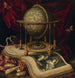 et naturmaleri med vanitas-motiv med en globus, en bog, skaller, en slange og sommerfugle - Carstian Luyckx — visning af kunstværket